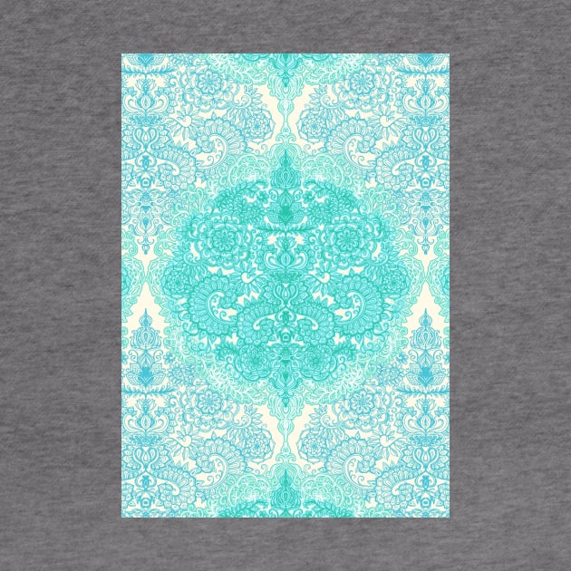 Happy Place Doodle in Mint Green & Aqua by micklyn